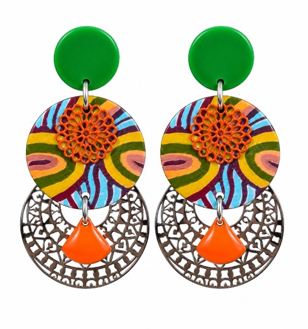 Boucles d'oreilles en bois modèle NIOKI Boucles d'oreilles en bois poule d'oh modèle NIOKI